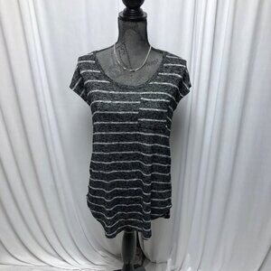 Maurices Sweater Womens Sz Small Black White Heathered Striped Short Sleeve Top